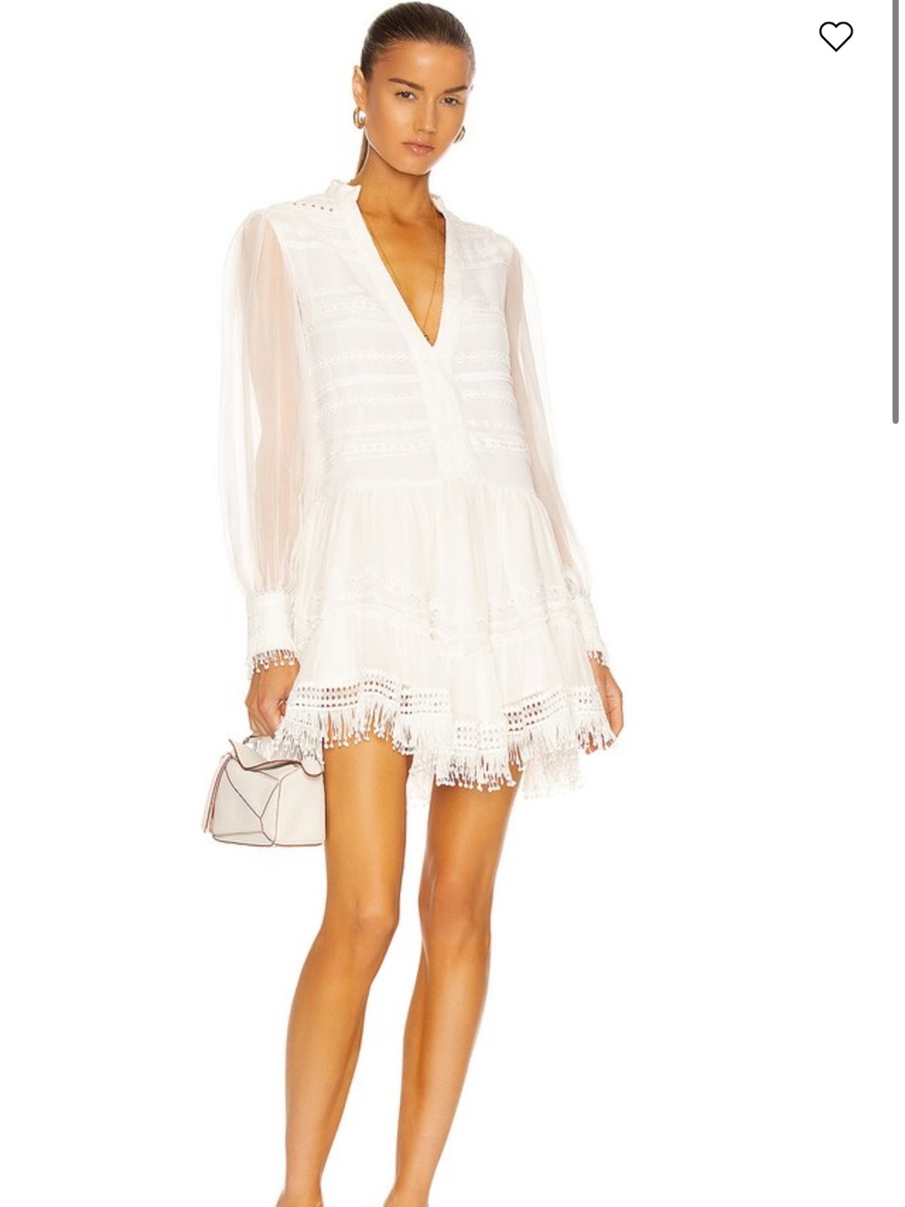 Rococo Sand White Lace Long-Sleeve Mini Dress